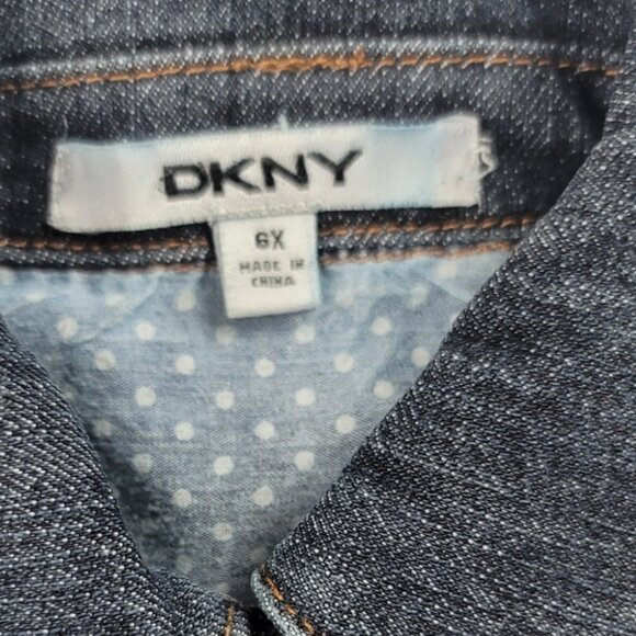 DKNY Girls Dark Blue Jean Jacket Size 6X - Picture 5 of 6